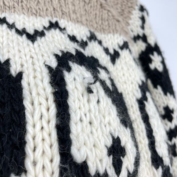 Black Weirdos | Yin Yang Sweater Oatmeal Hand Knit Intarsia Chunky Crew Neck M - Picture 11 of 15